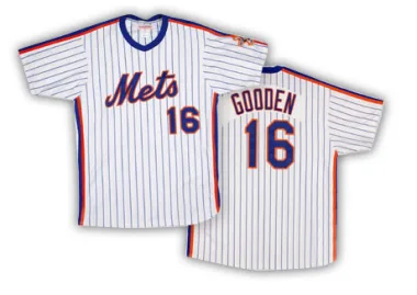 Dwight Gooden Men's Authentic New York Mets White/Blue Strip Throwback Jersey