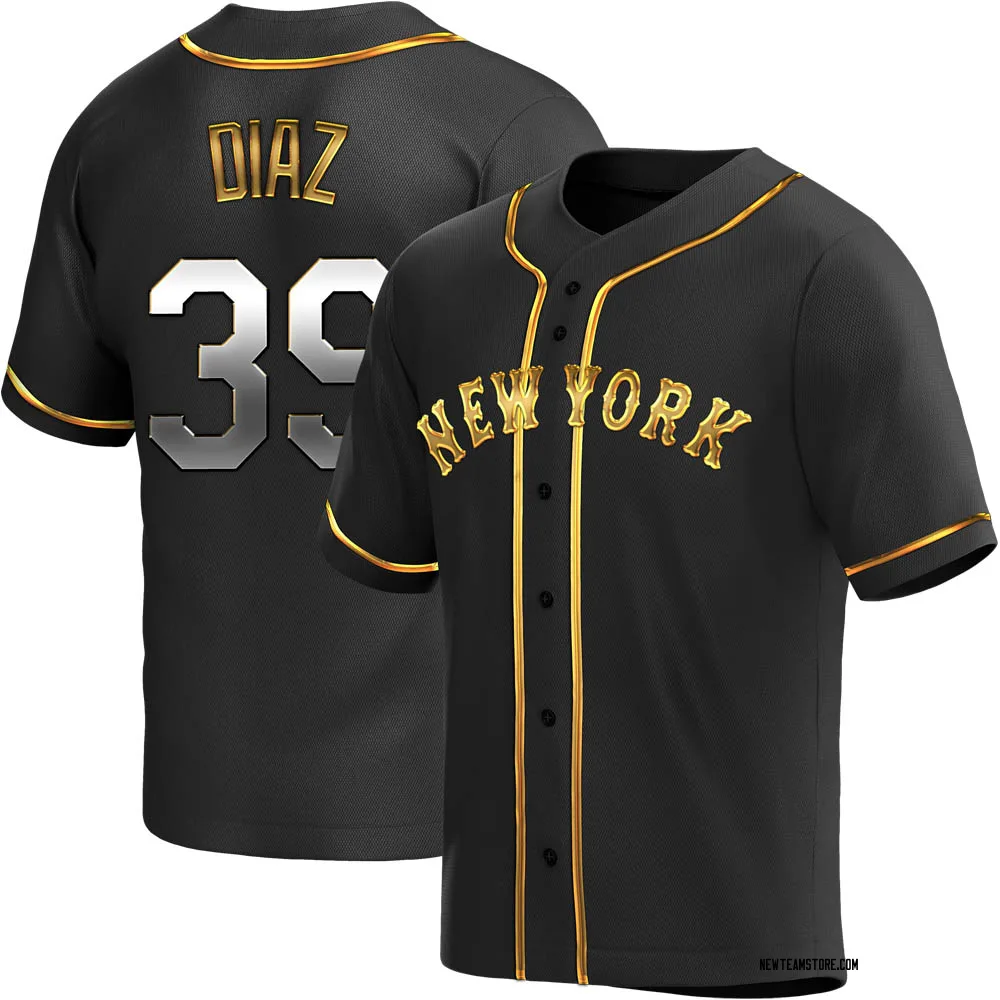 Edwin Diaz Men's Replica New York Mets Black Golden Alternate