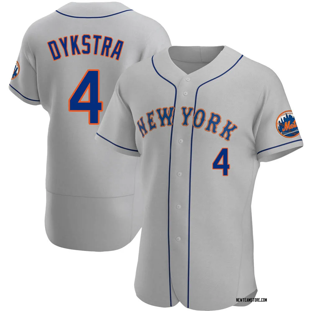 Men's New York Mets #4 Lenny Dykstra Replica Grey Road Cool Base Baseball  Jersey