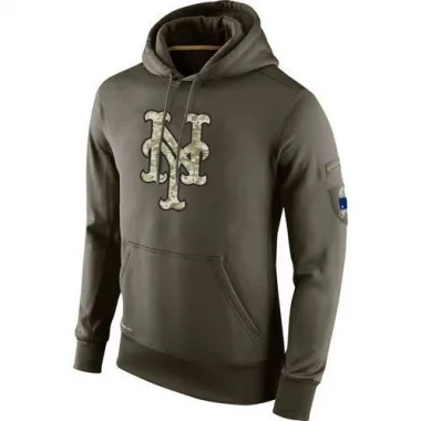 Men's New York Mets Olive Salute To Service KO Performance Hoodie